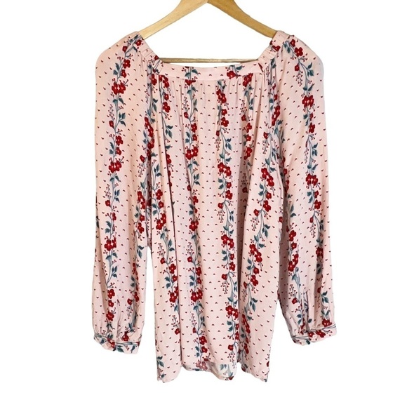 Old Navy Pink Floral Print Square Neck Balletcore Blouse Top - Picture 2 of 6